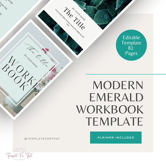 Emerald Green Canva Workbook Template with PLR 