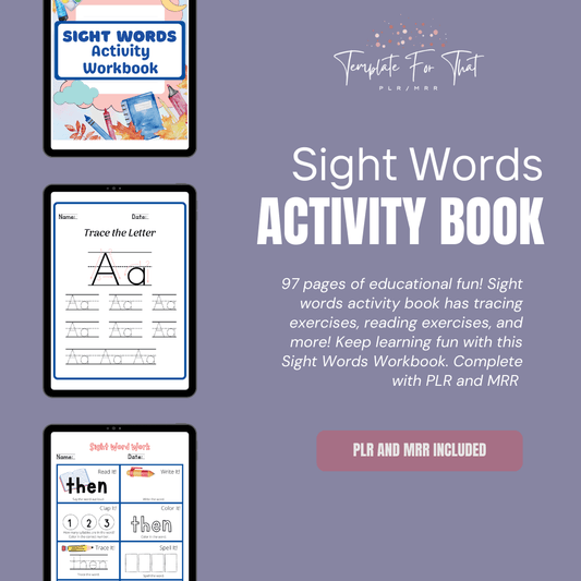 Sight Words printable activity book with PLR 