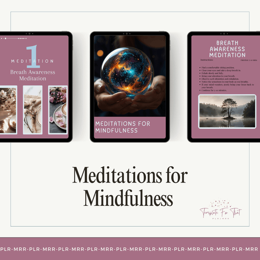 Meditations for Mindfulness printable eBook with PLR and MRR 