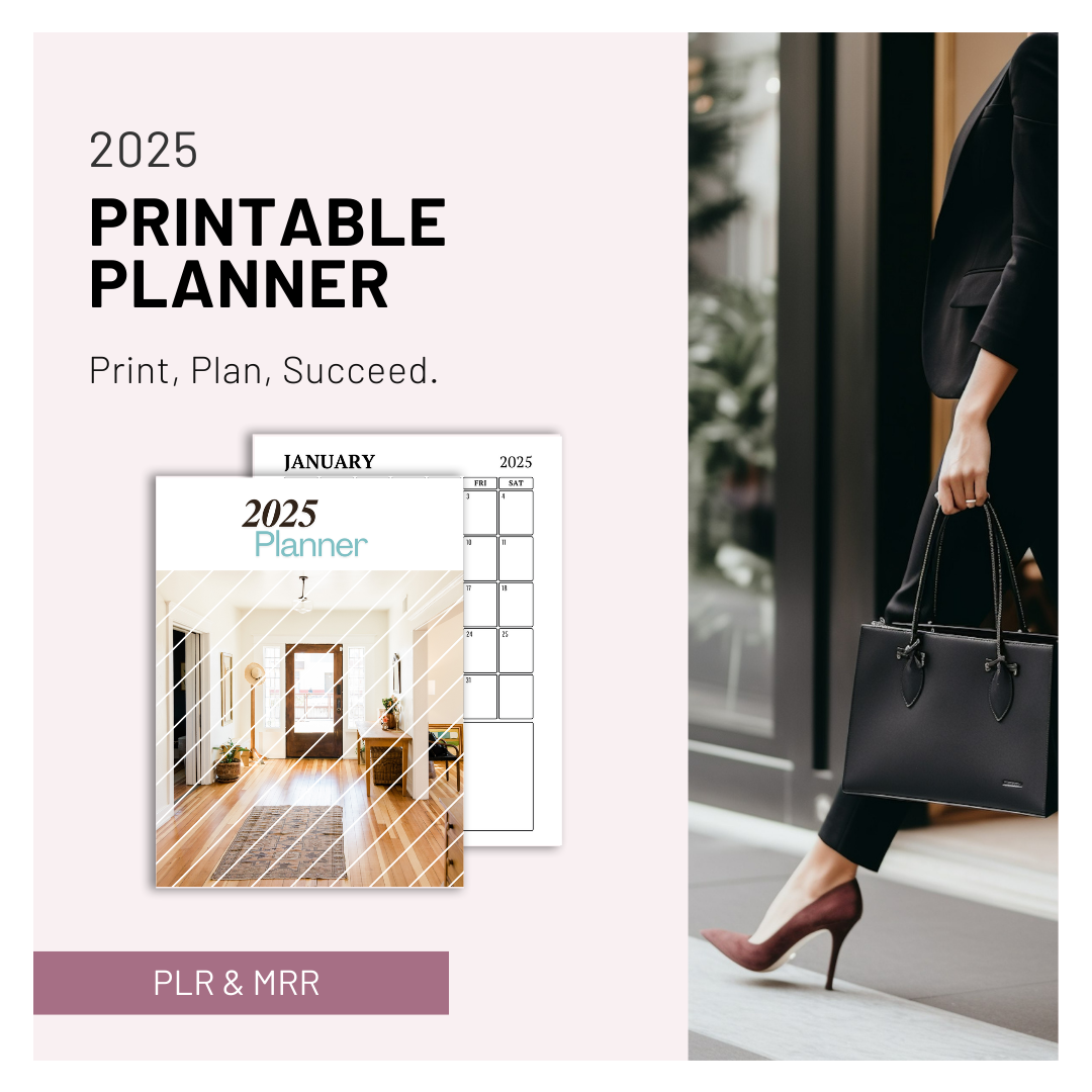 PLR Planner, 2025 Printable Planner with PLR & MRR