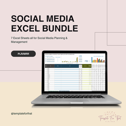 PLR Excel Sheet Bundle, Social Media Planning Excel Sheets