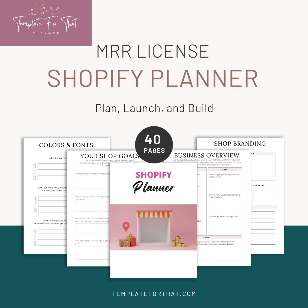 PLR printable Shopify planner 