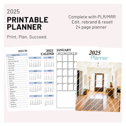 PLR Planner, 2025 Printable Planner with PLR & MRR