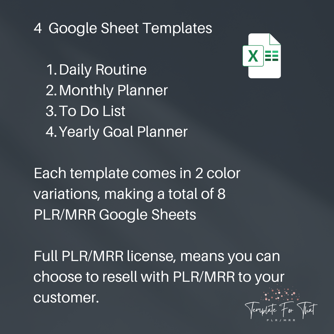 Google Sheets, Lifestyle Planners and Trackers, with PLR/MRR