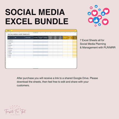 PLR Excel Sheet Bundle, Social Media Planning Excel Sheets